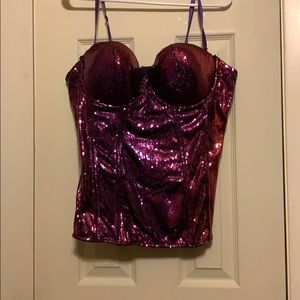 Purple sequin corset.